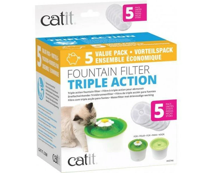 Catit Flower Fountain 2.0 Triple Action Carbon Filter (5 Pack)