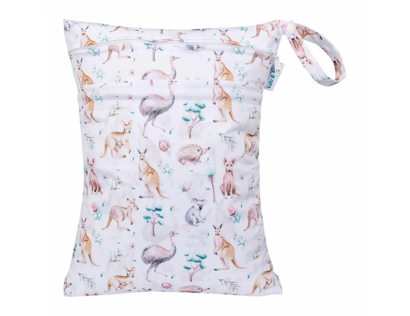 Lulu & Finn Australian Animals Print Medium Double Zip Wet Bag