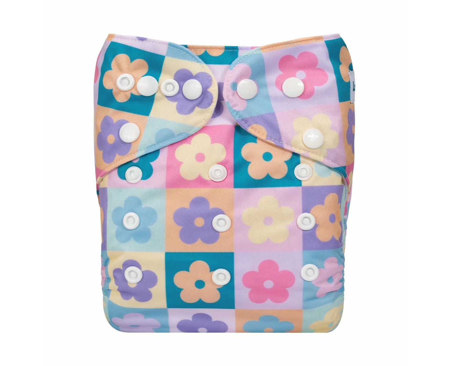 Lulu & Finn Boho Retro Floral Checkered Print Modern Cloth Nappy