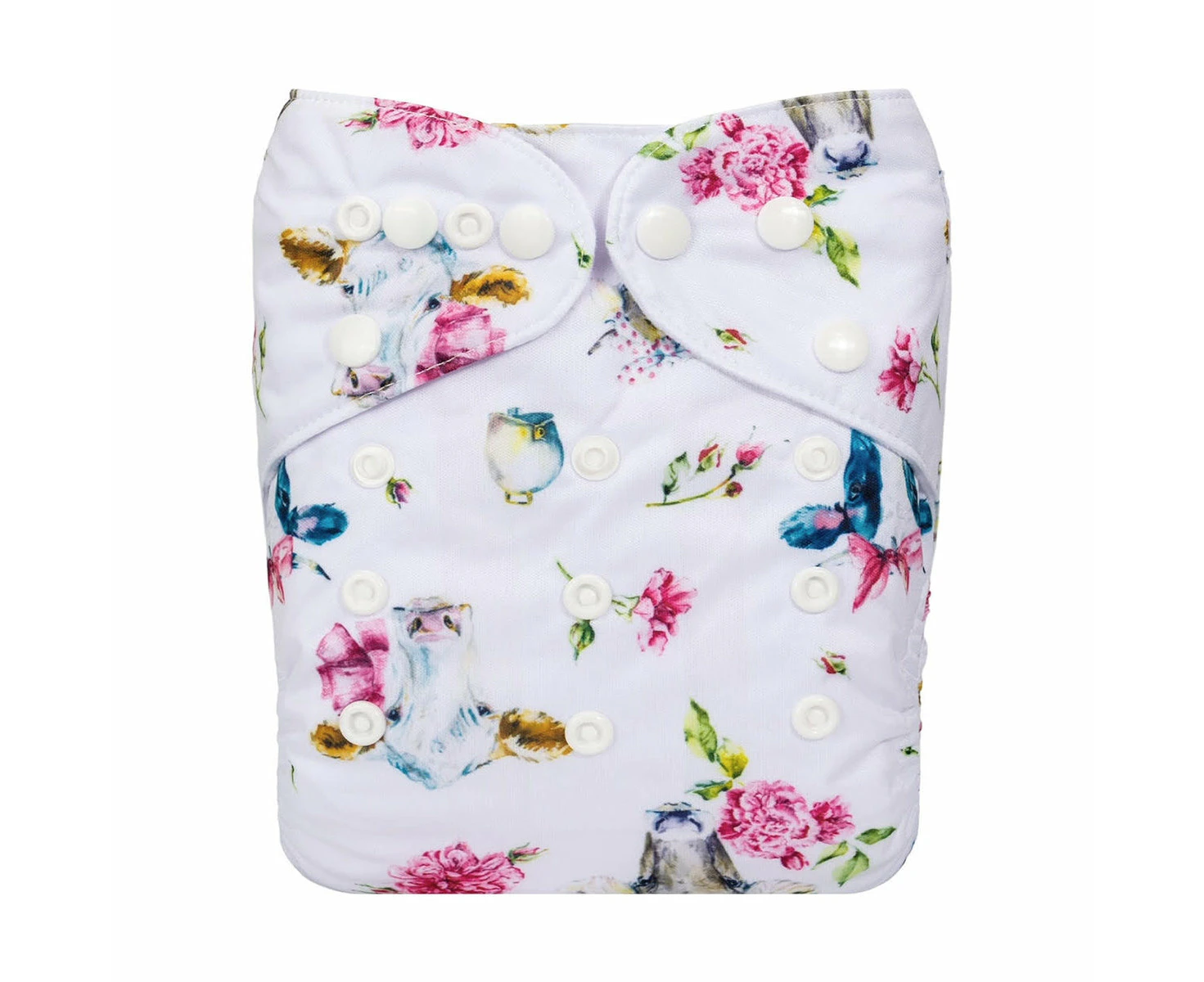 Lulu & Finn Floral Daisy Cows Print Modern Cloth Nappy