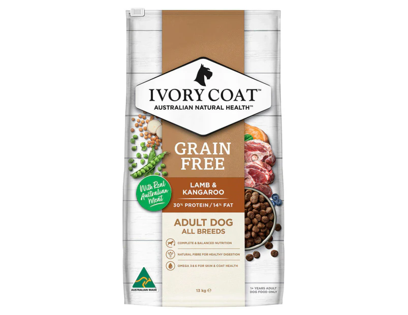 Ivory Coat Grain Free Adult Lamb & Kangaroo Dry Dog Food 13kg