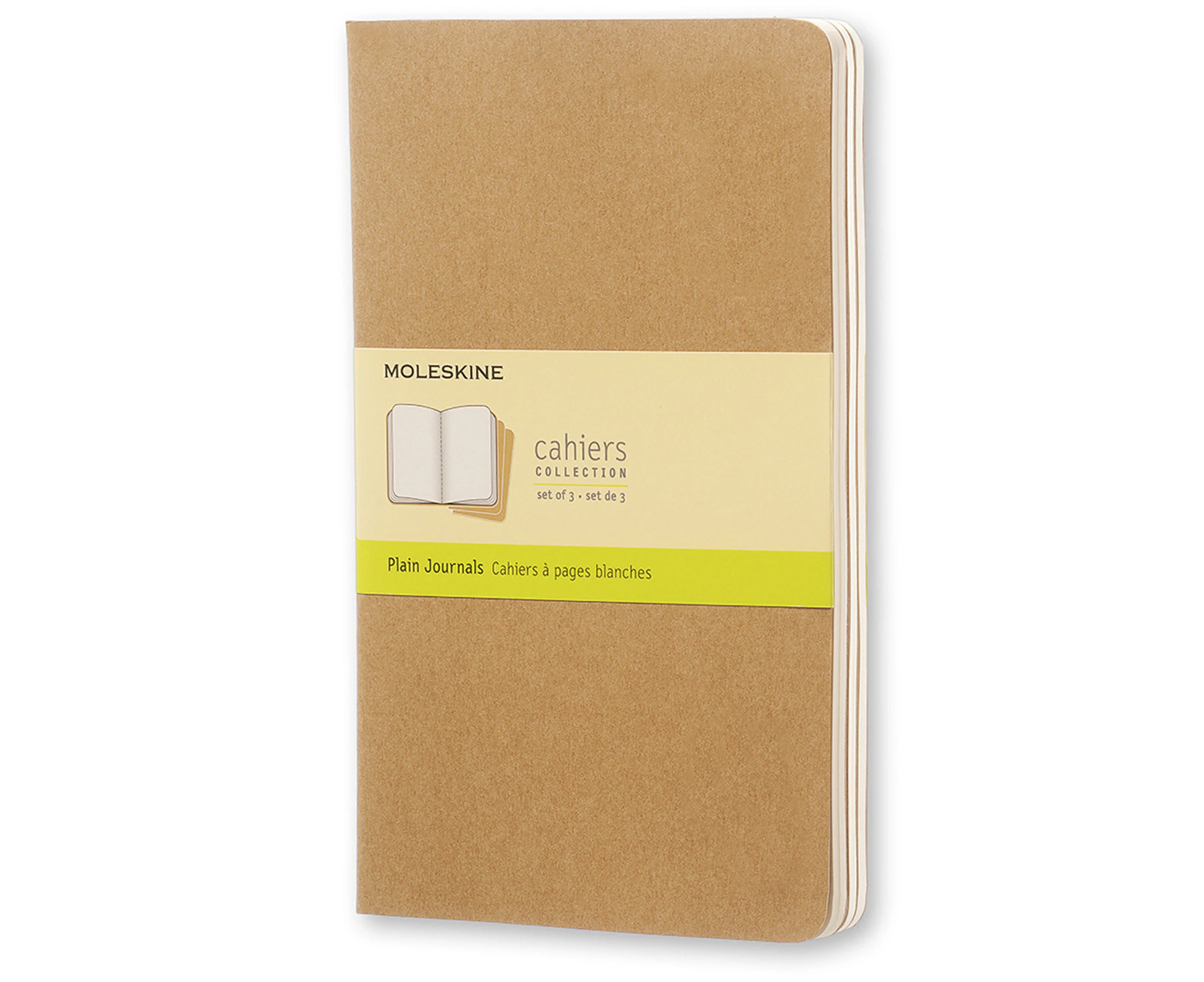 3pc Moleskine 80 Pages Plain Cahier Notebook L Office/Student Journal Pad Kraft