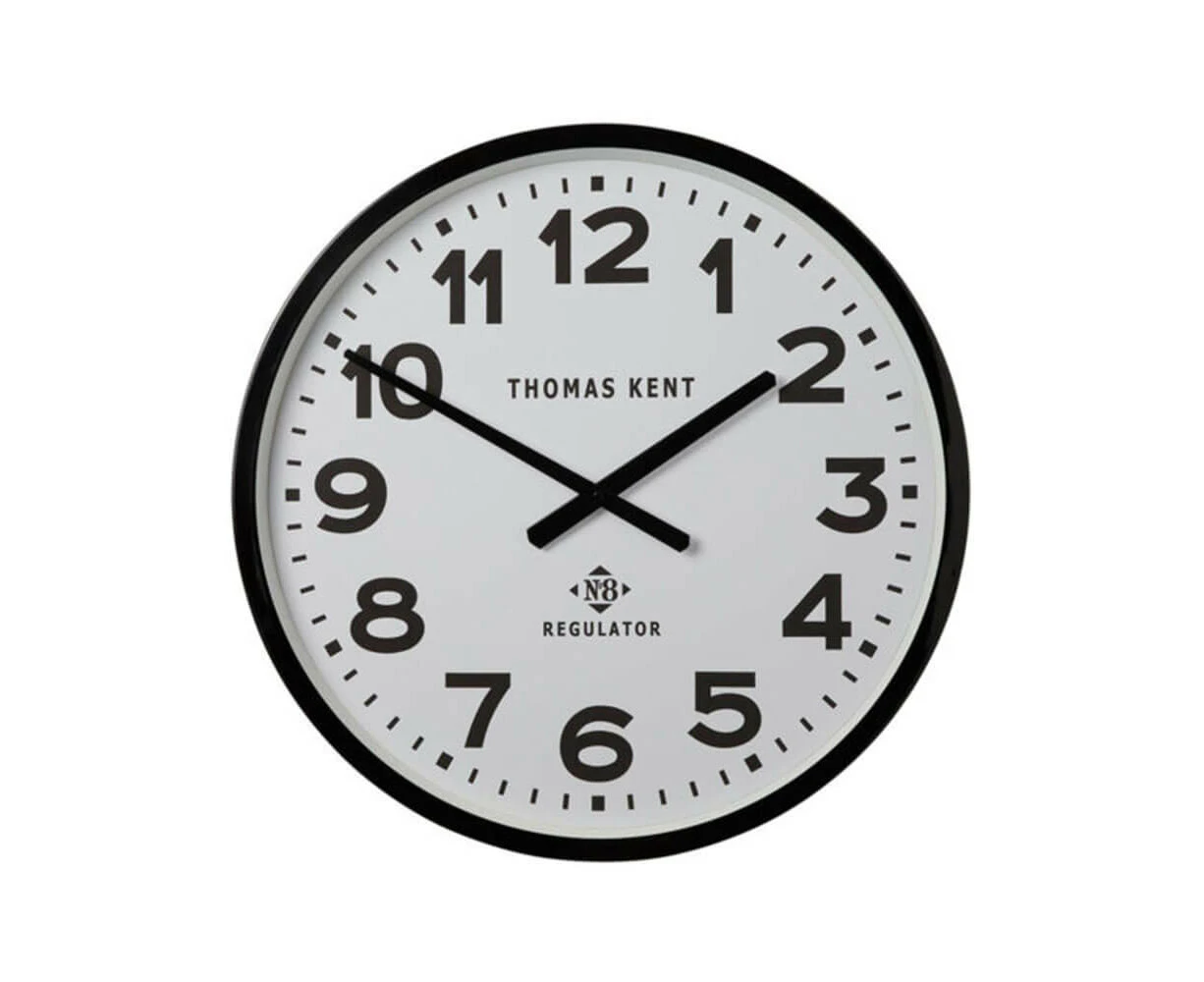 Regulator No 8 Wall Clockmetal Case/Glass Face (Black/White) - 30cm