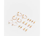 Target 9 Pack Gold Stud abd Hoop Earrings - Gold