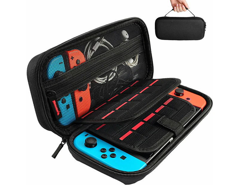 Switch Carrying Case Compatible with Nintendo Switch/Switch OLED, with 20 Games Cartridges Protective Hard Shell Travel Carrying Case Pouch-Black