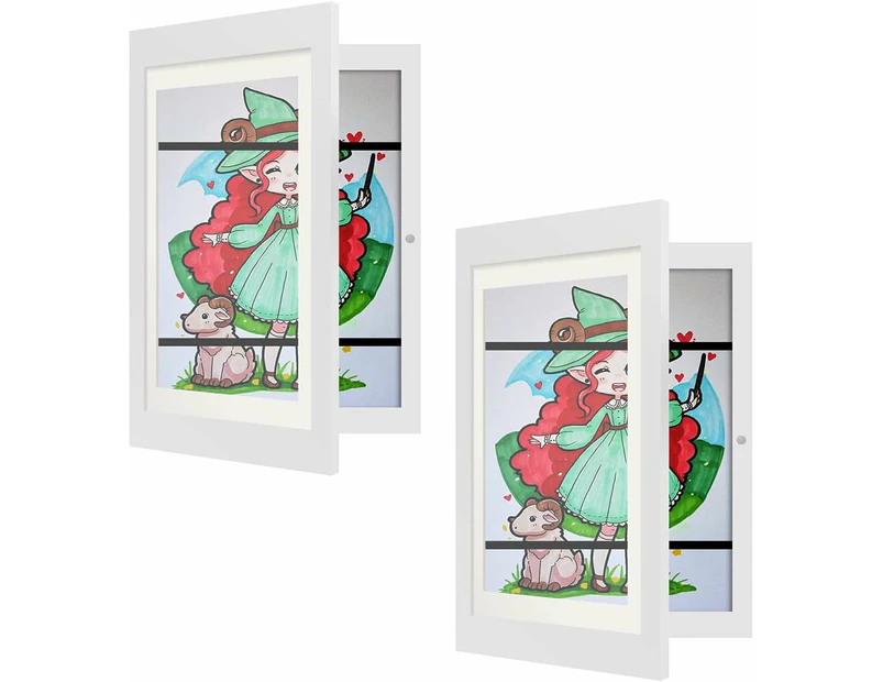 11.8x8.3in 2PCS kids Art Frames,Kid Artwork Projects Frames Changeable Kids Artwork Frames Front Opening Art Display Frame -White