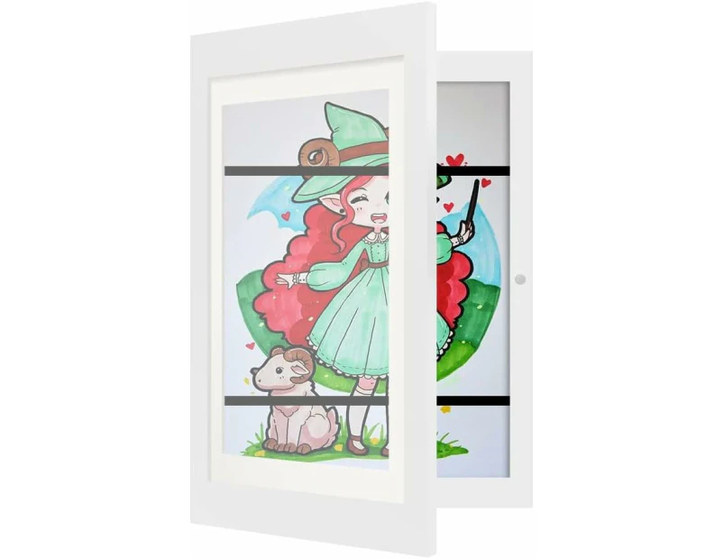 11.8x8.3in 1PCS kids Art Frames,Kid Artwork Projects Frames Changeable Kids Artwork Frames Front Opening Art Display Frame -White