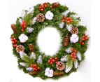 Pre-lit Artificial Christmas Wreath Decoration Realistic Feel for Front Door with Mixed Decorations and Pre-Strung White LED Lights
