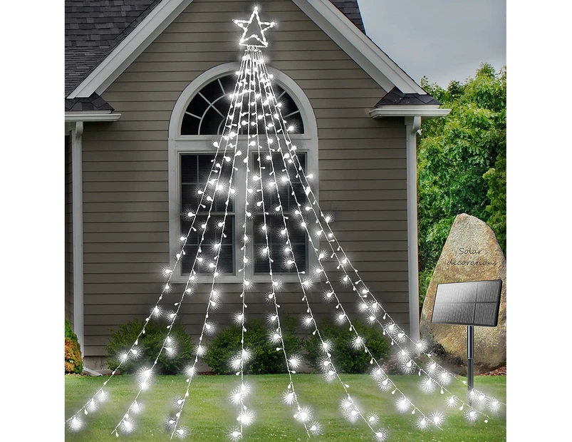Waterfall Christmas String Lights with 317 LED Star Hanging Twinkle Fairy Curtain Lights for Party Wedding Patio Indoor Outdoor Decorative Water Flow Light