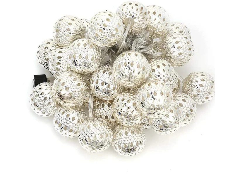 LED Fairy Lights Inside Electric Powered with Moroccan Silver Balls, 10M Fairy Lights Socket,Fairy Lights for Rooms, Weddings