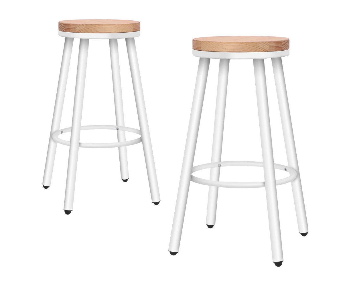 ALFORDSON Set of 2 Rocio Retro Vintage Bar Stools (White)