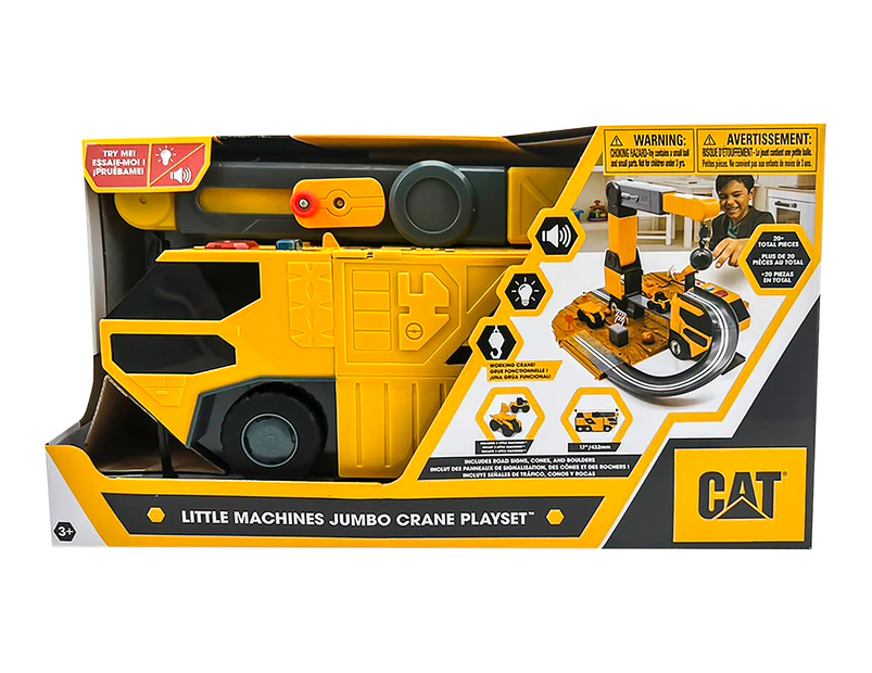 CAT Little Machines Jumbo Crane Playset - Yellow/Black/Grey