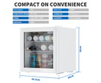 Advwin Mini Bar Fridge Cooler 46L Glass Door Beverage Refrigerator for Beer Soda or Wine, White
