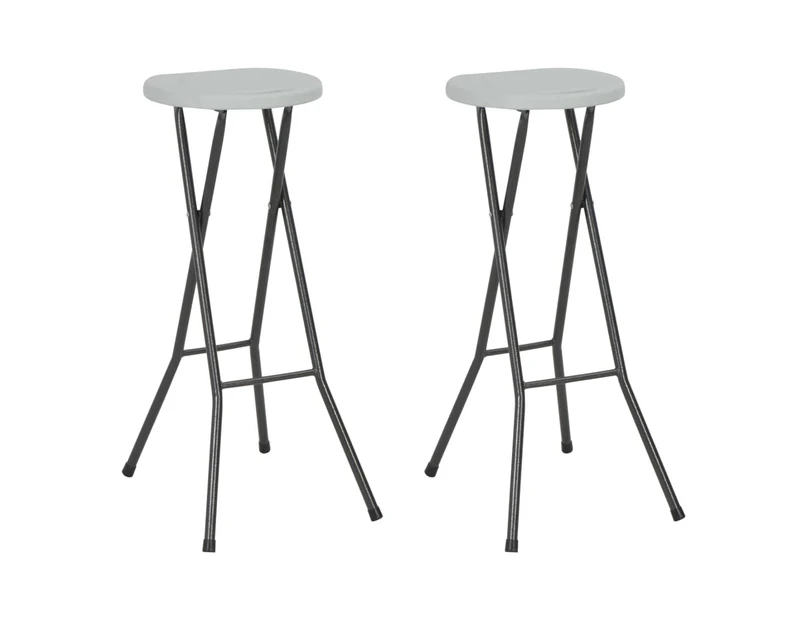 vidaXL Folding Bar Stools 2 pcs HDPE and Steel White