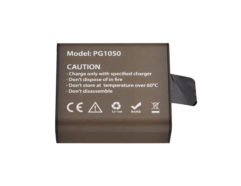 1050mAH Li-ion Extra Battery Rechargeable Long Life 3.7V Sports Action Camera 4K PG1050