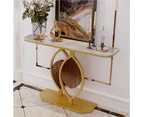 UNHO Glossy Sintered Stone Console Table 120CM Large Hallway Console Tables Leaf Base