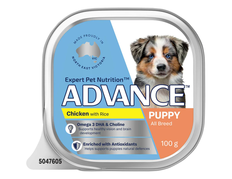 Advance Single Serve Puppy Chicken with Rice Wet Dog Food  100g