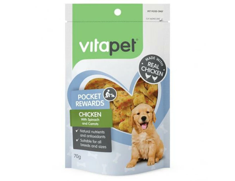 VitaPet Pocket Rewards Chicken & Vegetable Bones Dog Treats 70g