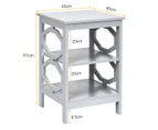 Giantex 3-Tier Wood Nightstand O-Shaped Side Storage Display Shelf Sofa Side Table, Grey
