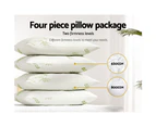 Giselle Bedding 4 Pack Bamboo Pillow Family Hotel