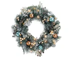 Jingle Jollys 60cm Christmas Wreath with LED Lights Snowy Garland Xmas Decor