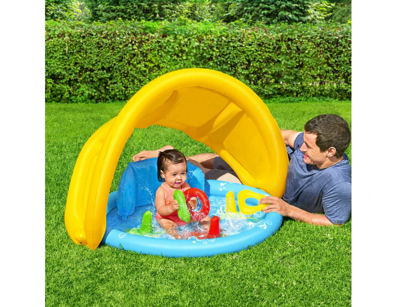 Bestway Kids Pool 115x89x76cm Inflatable Play Swimming Pools w/ Canopy 31L