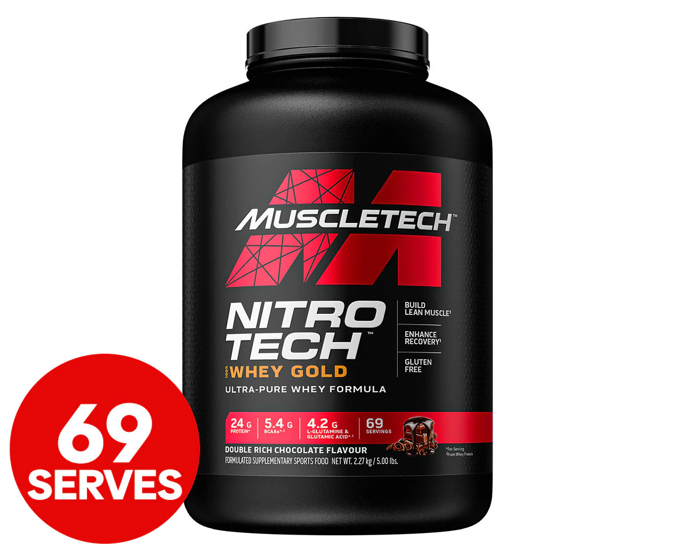 MuscleTech Nitro Tech 100% Whey Gold Protein Powder Chocolate 2.27kg