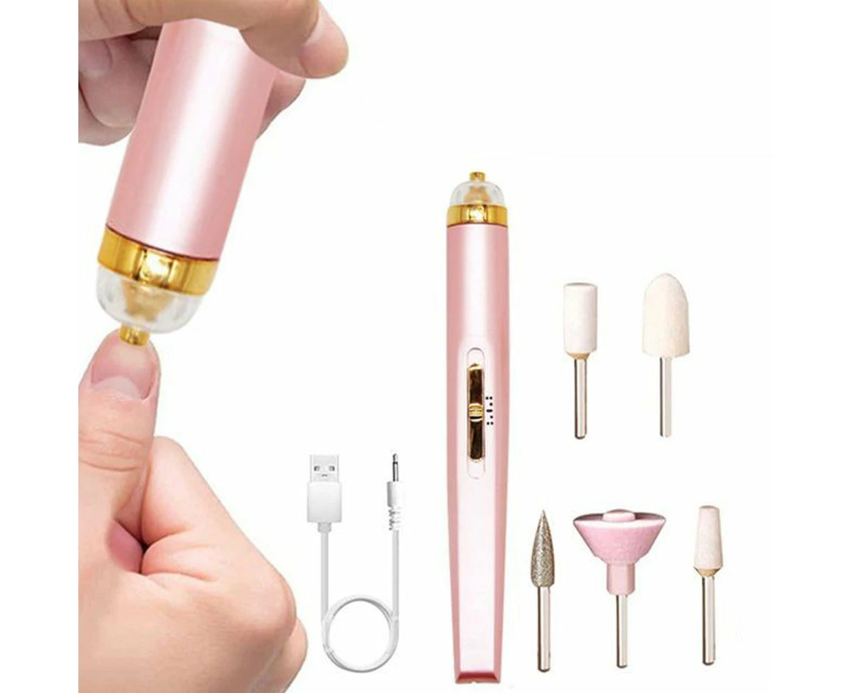 5 In 1 Electric Nail Drill Kit Full Manicure and Pedicure Tool - Pink