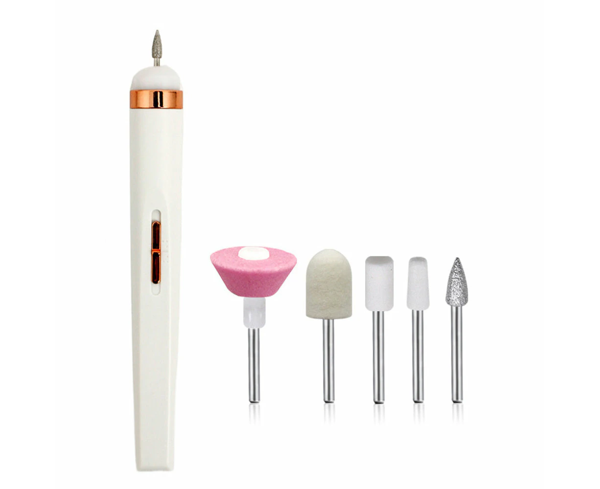 5 In 1 Electric Nail Drill Kit Full Manicure and Pedicure Tool - White