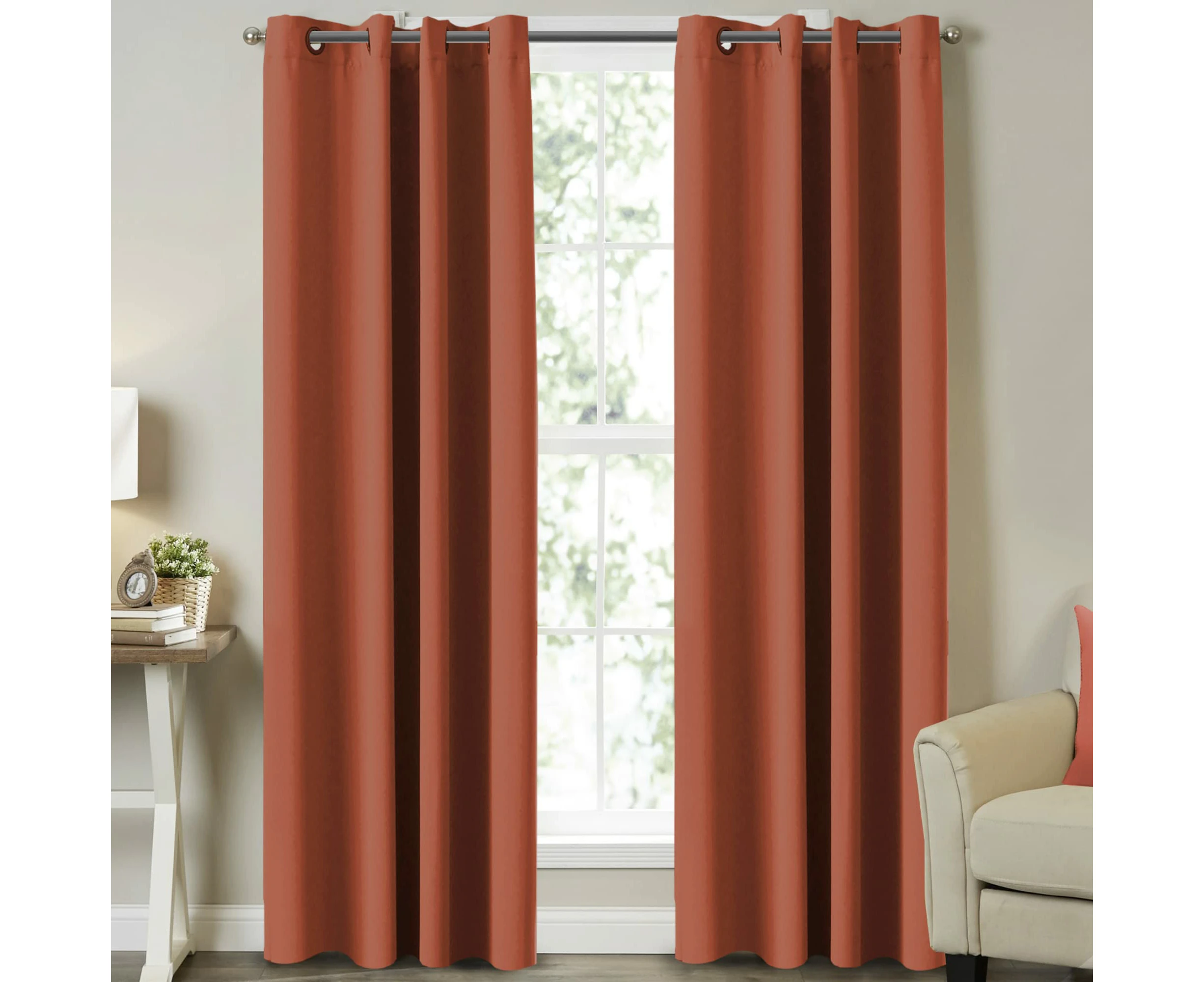 2 Panels Blockout Eyelets Curtains Hotel Luxury Curtains Multi Sizes Blackout Curtain High-Quality Draperies for Bedroom and Living - Orange