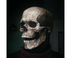 Skull Moving Jaw Full Head Mask Adult Latex Halloween Skeleton Fancy Dress Gery