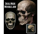 Skull Moving Jaw Full Head Mask Adult Latex Halloween Skeleton Fancy Dress Gery