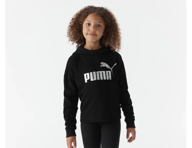 Puma Youth Girls' Essentials Logo Cropped Hoodie - Black