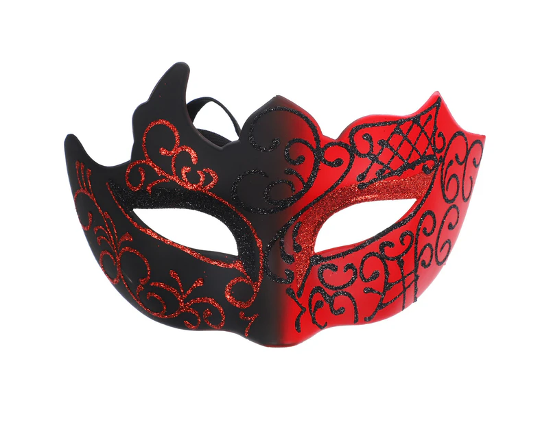 Masquerade Mask Half Face Mask Cosplay Mask Party Mask Decorative Mask Prop for Women(Black Red)