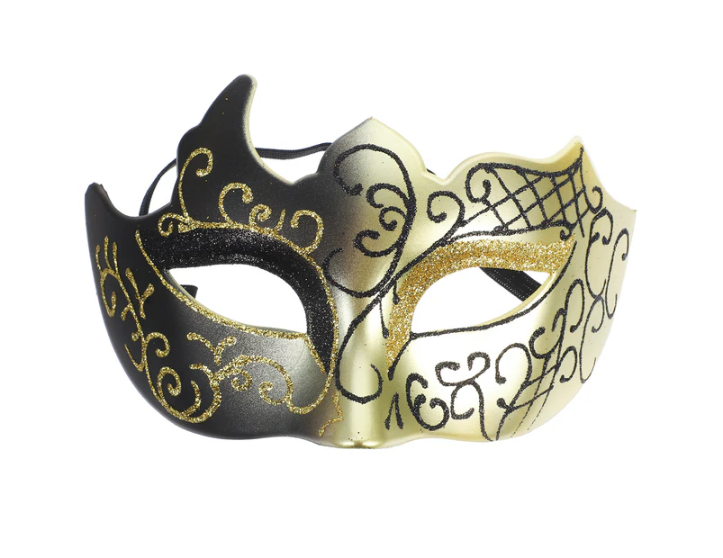 Masquerade Mask Half Face Mask Cosplay Mask Party Mask Decorative Mask Prop for Women(Black Golden)