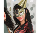 Masquerade Mask Half Face Mask Cosplay Mask Party Mask Decorative Mask Prop for Women(Black Golden)