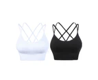 Adore 2 Pcs Cross Back Sports Bras Padded Low Impact Vest for Running-Set1