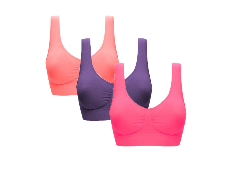 Adore 3 Pcs Seamless Sports Bras with Removable Pads Yoga Vest-Set6