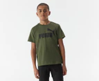 Puma Boys' Essentials Logo Tee / T-Shirt / Tshirt - Green Moss