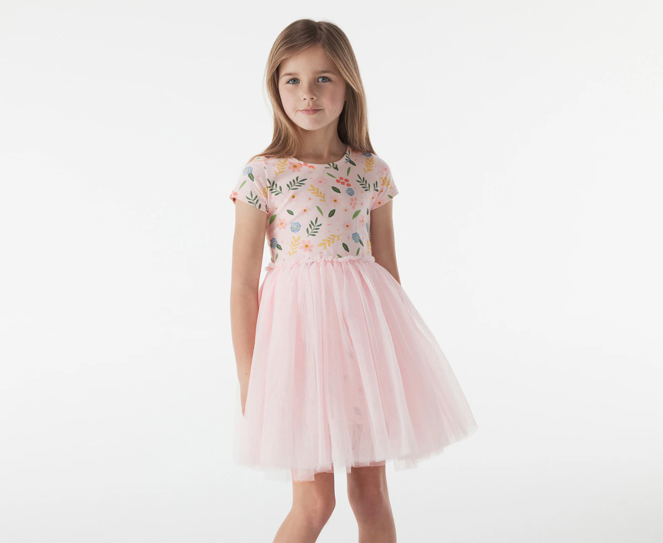 Gem Look Girls' Floral Tutu Dress - Pink