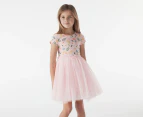 Gem Look Girls' Floral Tutu Dress - Pink