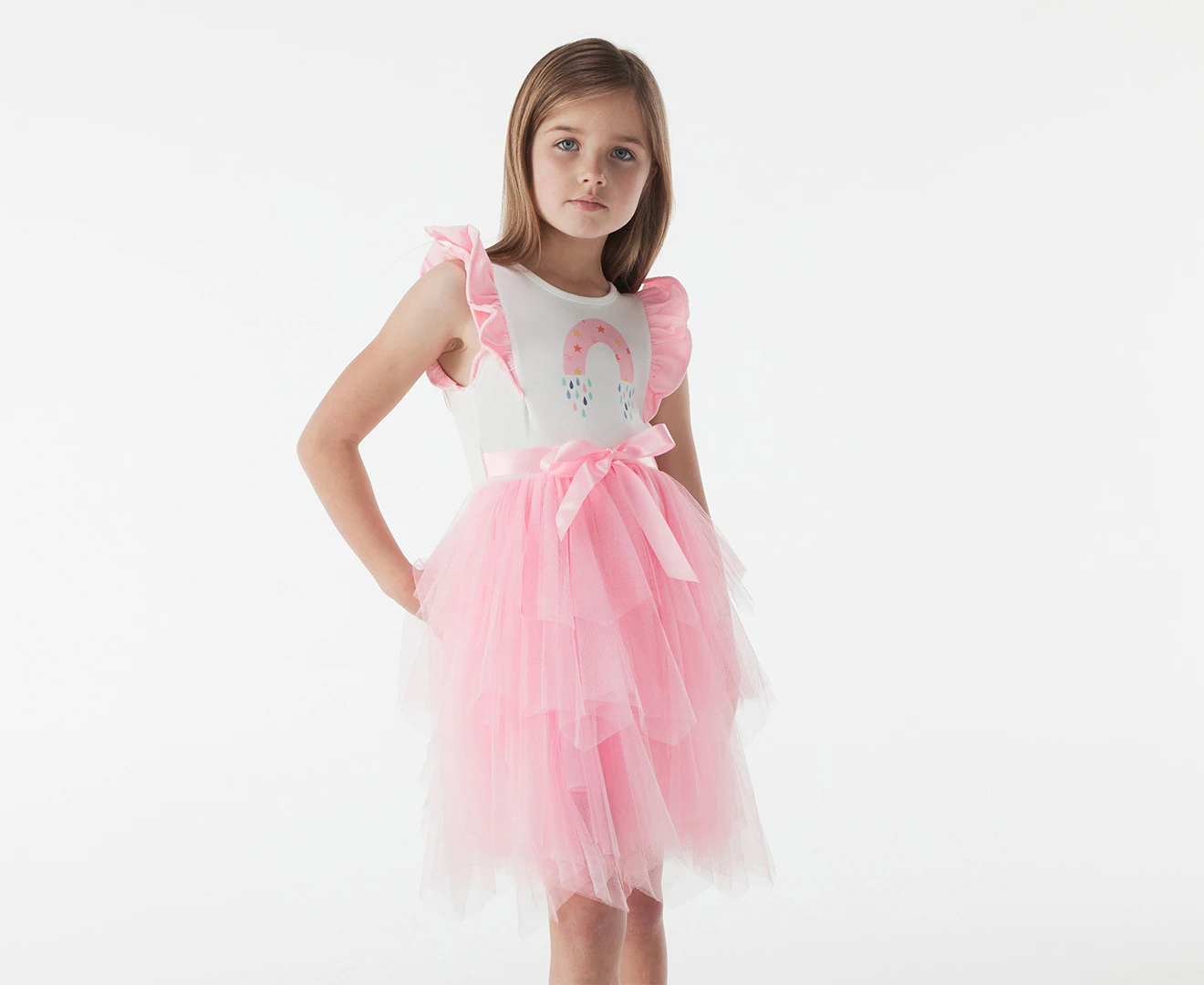 Gem Look Girls' Rainbow Tutu Dress - Multi