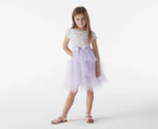 Gem Look Girls' Flowers Tutu Dress - Lilac