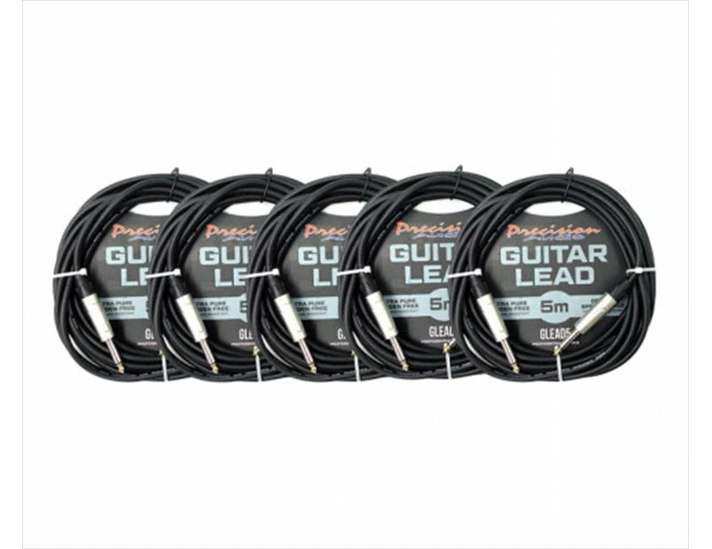 6 Pack 14 Inch To 14 Inch 635mm Studio Stage Guitar Lead 5m