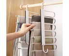 2 Pack Adjustable Multi Layer 6 In 1 Pants Hanger For Wardrobe And Home Storage White