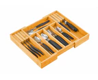 Large Capacity Bamboo Expandable Drawer Organizer With Knife Block Holder For Home Kitchen Utensils