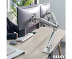 Desky Dual Slim Monitor Arm White Mount Stand 16"-32" Screen Holder VESA 75/100mm