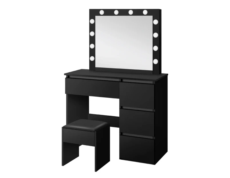 ALFORDSON Dressing Table Stool Set LED Makeup Mirror Desk 12 Bulbs Black