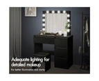 ALFORDSON Dressing Table Stool Set LED Makeup Mirror Desk 12 Bulbs Black