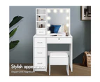 ALFORDSON Dressing Table Stool Set LED Makeup Storage Desk 10 Bulbs White